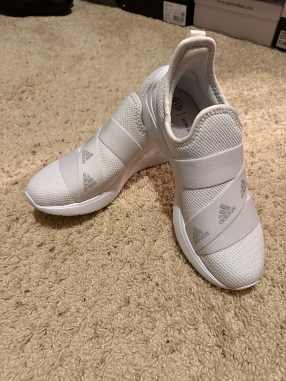 adidas All-White Slip-On Athletic Sneakers